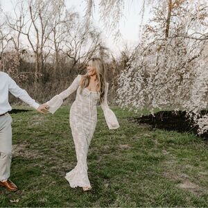 House of CB Ivory Lace Long-Sleeve Maxi Dress